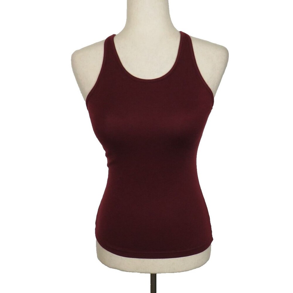 OGL Eco-MiYaMoon Y Back Buit In Bra Tank Top In Wine Size Large